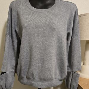 Lumière Grey Cut Out Sleeve Sweater NWT